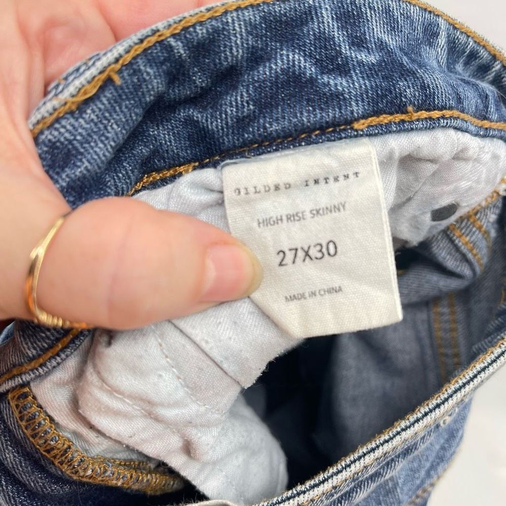 Gilded Intent Womens High Rise Skinny Jeans Distressed Stretch Blue Size 27x30 - Picture 3 of 13
